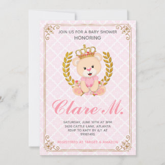 Princess Bear Baby Shower Einladung