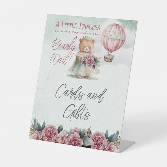 Princess Bear Bearly Wait Girl Cards and Gifts Sockelschild (Vorderseite)