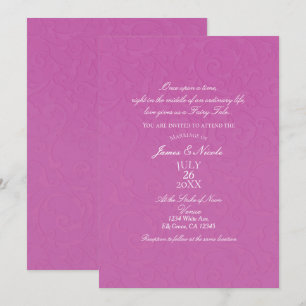 Princess Berry Pink Fairy Tale Damask Wedding Einladung