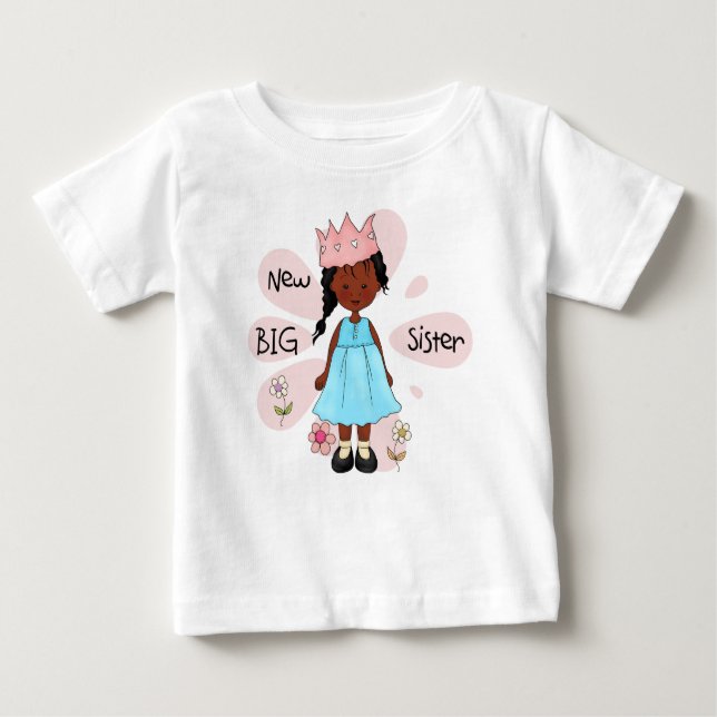 Princess Big Sister African American Baby T-shirt (Vorderseite)