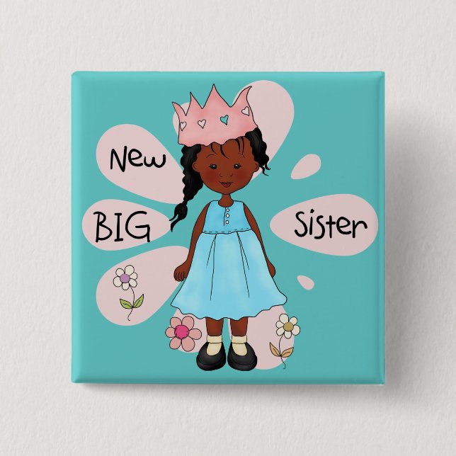 Princess Big Sister African American Button (Vorderseite)