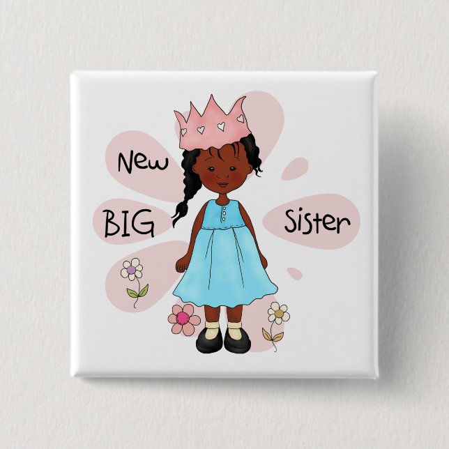 Princess Big Sister African American Button (Vorderseite)