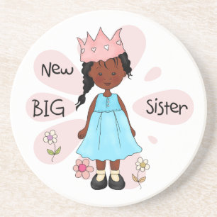 Princess Big Sister African American Sandstein Untersetzer