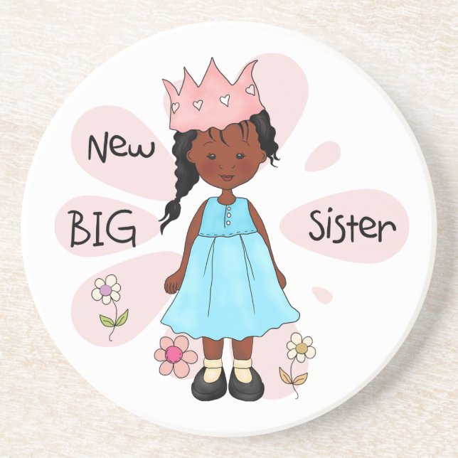 Princess Big Sister African American Sandstein Untersetzer (Vorne)