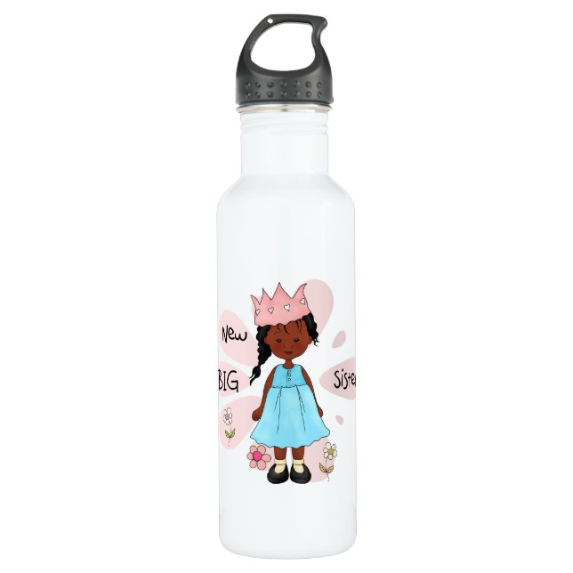 Princess Big Sister African American Trinkflasche (Vorderseite)