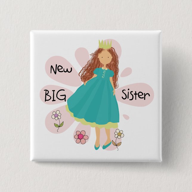 Princess Big Sister Brown Hair Button (Vorderseite)
