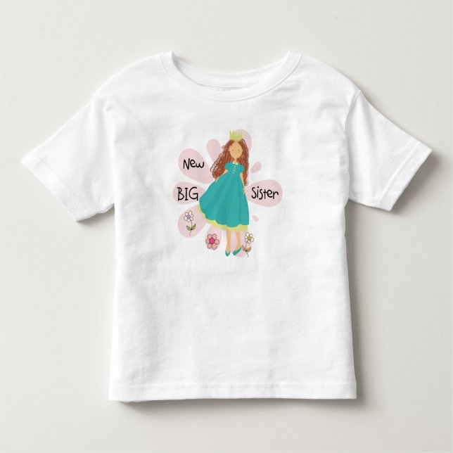 Princess Big Sister Brown Hair Kleinkind T-shirt (Vorderseite)