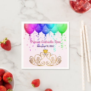 Princess Birthday Balloons Party Paper Napkins Serviette