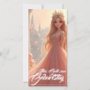 Princess Birthday Card in Pink