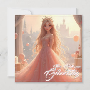Princess Birthday Card in Pink