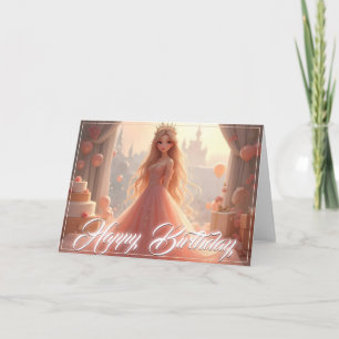 Princess Birthday Card in Rosa Karte