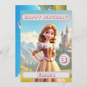 Princess Birthday Card Personalisiert Name Age Kid