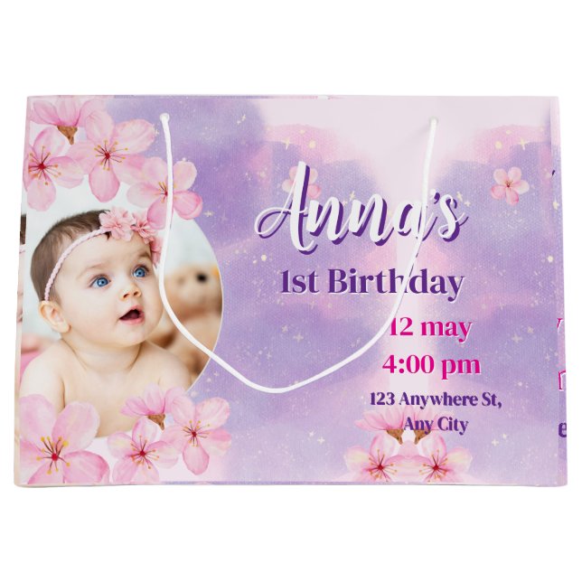 Princess birthday Foam Board Große Geschenktüte (Vorderseite)