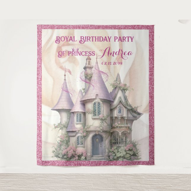 Princess Birthday Foto Stand - Foto Hintergrund Wandteppich (Vorderseite)