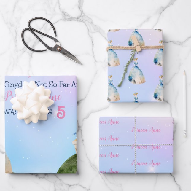 Princess Birthday Kids Geschenkpapier Set (Vorderseite)
