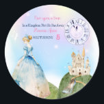 Princess Birthday Kids Runder Aufkleber<br><div class="desc">Es war einmal eine Zeit,  als sich die kleine Prinzessin drehte...  Geburtstagslinie,  die bearbeitet werden kann. Einladungen und andere Geburtstagsgeschenke..Alles Gute zum Geburtstag!</div>