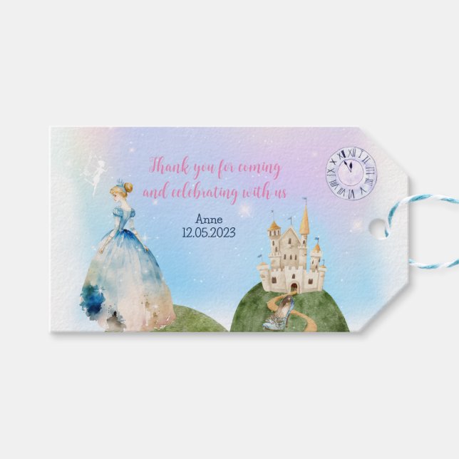 Princess Birthday Kids Vielen Dank Geschenkanhänger (Vorderseite (Horizontal))