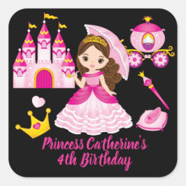 Princess Birthday Little Girls Personalisierter Na Quadratischer Aufkleber