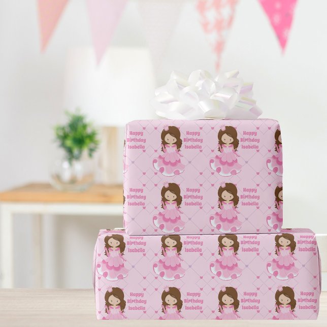 Princess Birthday Niedlich Pink Personalisiert Gir Geschenkpapier (Von Creator hochgeladen)