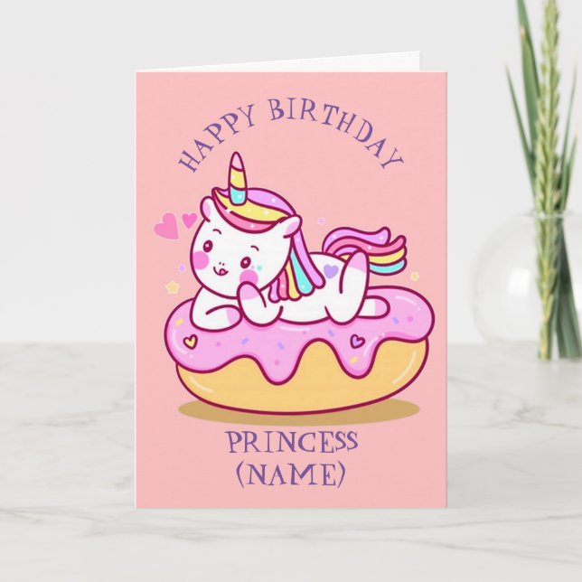 Princess Birthday Niedliche Einhornkarte Feiertagskarte (Vorderseite)