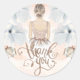 Princess Birthday Party Beige Glitzer Vielen Dank Runder Aufkleber
