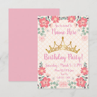 Princess Birthday Party Einladungen