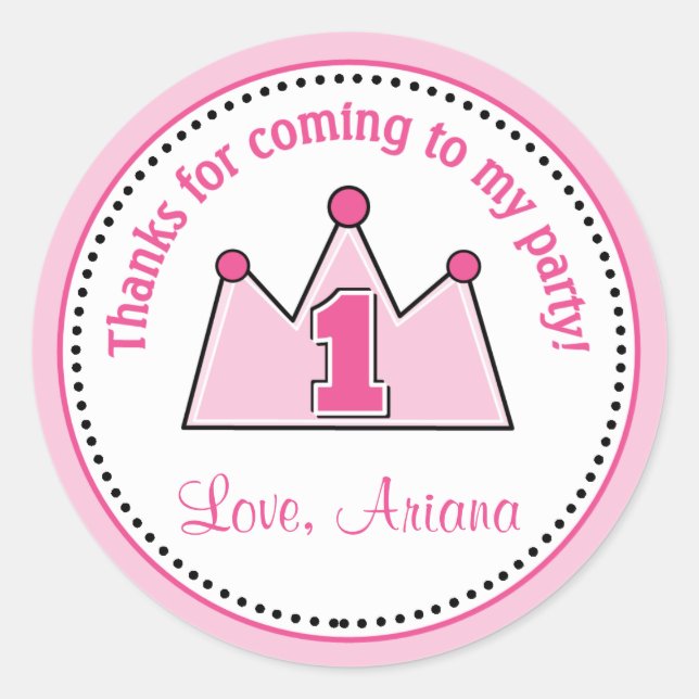 Princess Birthday Party favorit Tag Sticker (Vorderseite)