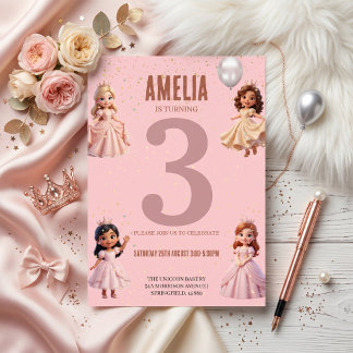 Princess Birthday Party for Girls Einladung