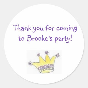 Princess Birthday Party Goody Bag Labels Runder Aufkleber