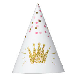Princess Birthday Party Paper hat rosa Goldkrone Partyhütchen