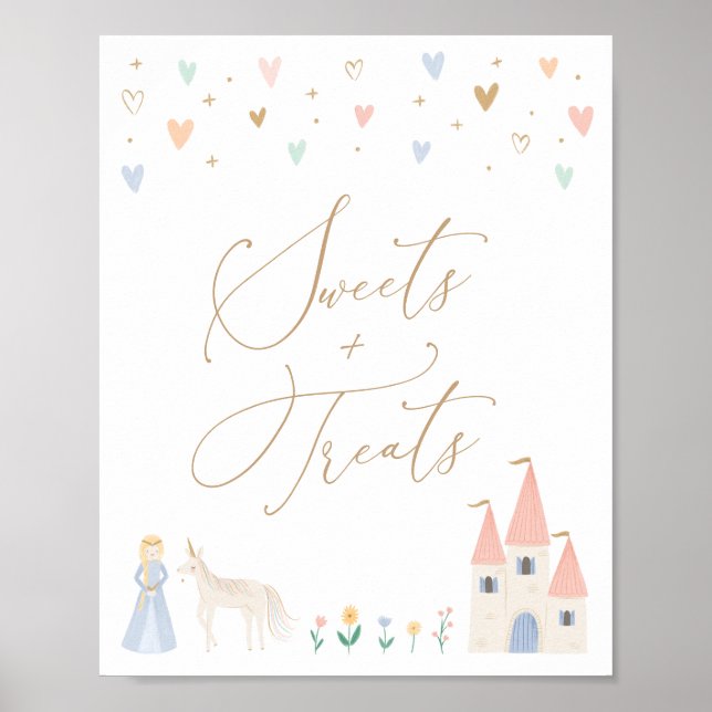 Princess Birthday Party Süßigkeiten und Leckereien Poster (Vorne)