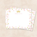 Princess Birthday Pink and Gold Dots Stationery Mitteilungskarte<br><div class="desc">Dieses Design besticht durch eine Prinzessenkrone, die von zarten rosa und glitzernden Goldkonfetti hervorgehoben wird. Klicken Sie auf die Schaltfläche Anpassen für mehr Flexibilität beim Hinzufügen Ihres eigenen Textes! Variationen dieses Designs, zusätzliche Farben sowie koordinierende Produkte sind in unserem Shop, zazzle.com/store/doodlelulu verfügbar. Kontaktieren Sie uns, wenn Sie dieses Design für...</div>