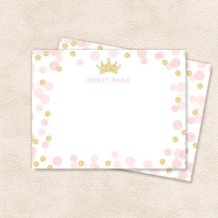 Princess Birthday Pink and Gold Dots Stationery Mitteilungskarte