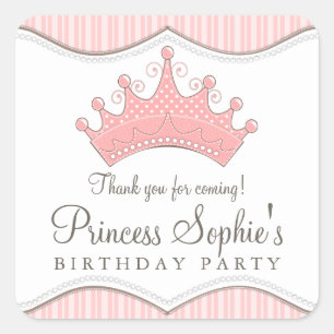Princess Birthday Pink Crown Fevor Sticker