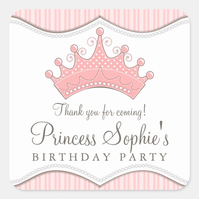 Princess Birthday Pink Crown Fevor Sticker (Vorderseite)