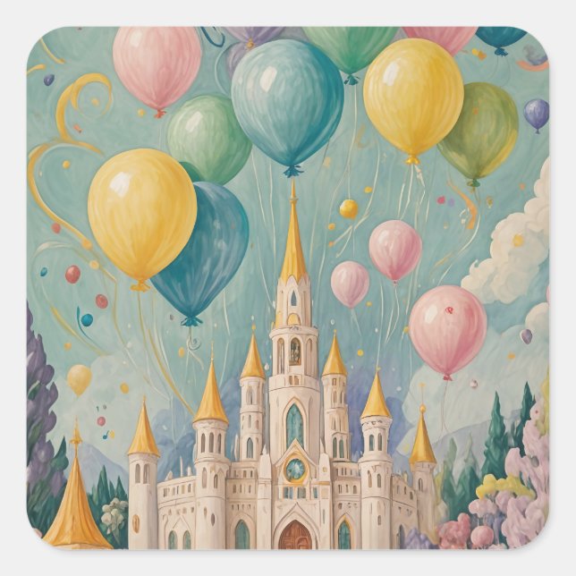 Princess Birthday Quadratischer Aufkleber (Vorderseite)