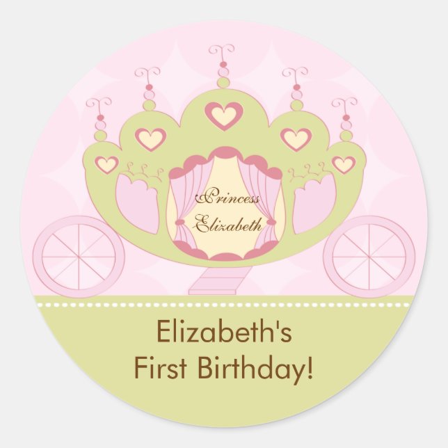 Princess Birthday Sticker Hübsche königliche Beför (Vorderseite)