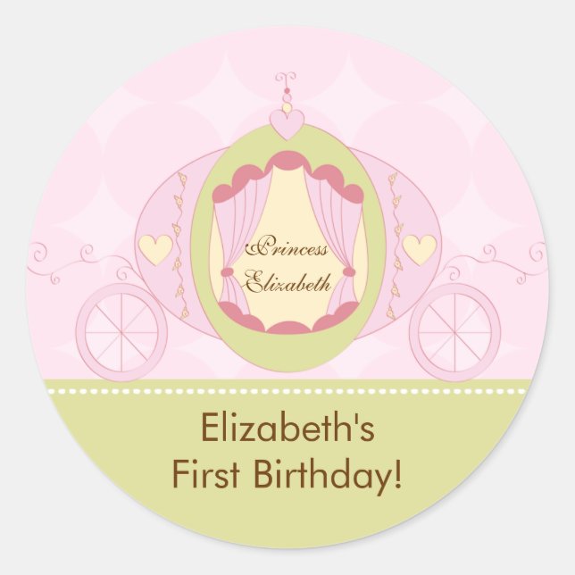 Princess Birthday Sticker Hübsche königliche Beför (Vorderseite)