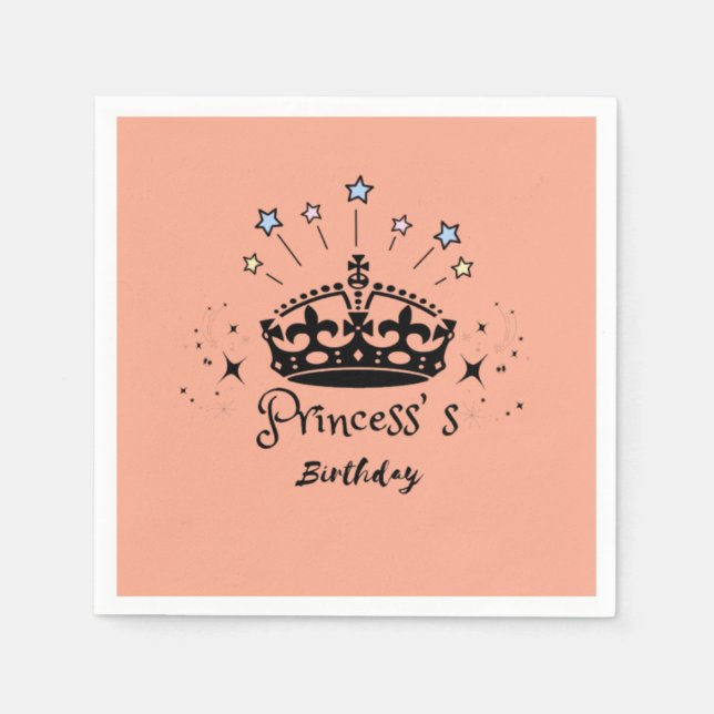 Princess Birthday - Vintage Minimalistische Retro  Serviette (Vorderseite)