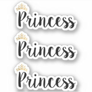 Princess Black Script Schriftart Crown Aufkleber