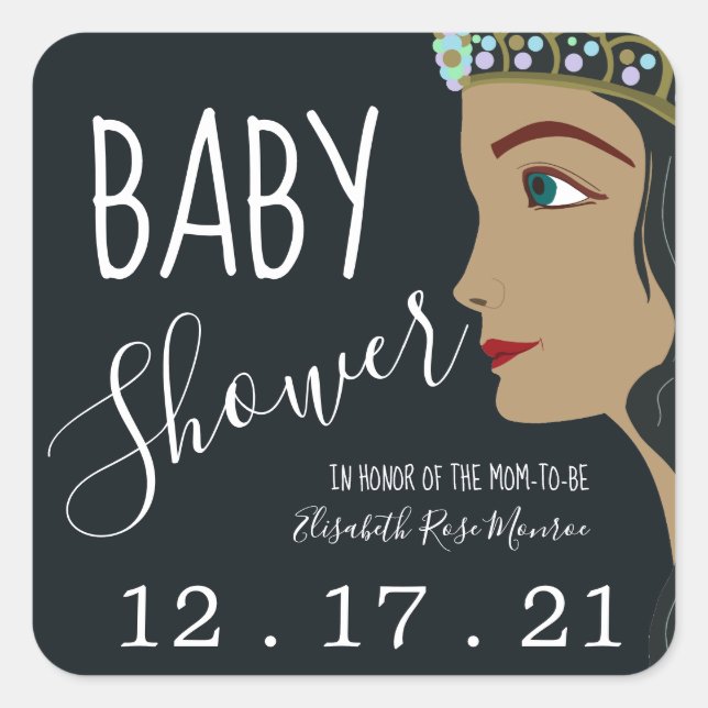 Princess Blue Baby Dusche Save the Date Quadratischer Aufkleber (Vorderseite)