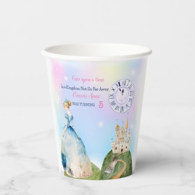 Princess Blue Birthday Kids Pappbecher (Vorderseite)