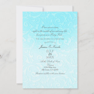 Princess Blue Elegant Storybook Swirl Wedding Einladung