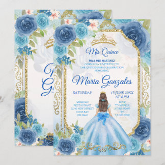 Princess Blue Rose Mexikanisch 15 Anos Einladung