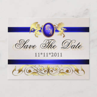 Princess Blue Save the Date Postcard Ankündigungspostkarte