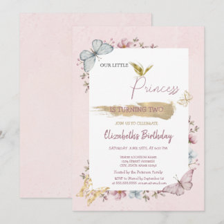Princess Blume Schmetterlinge Rosa Geburtstag Einladung