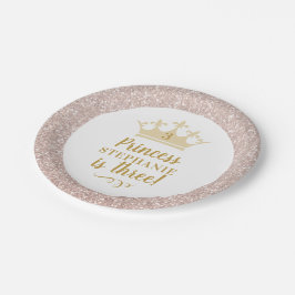 Princess Blush Pink Glitzer Royal Crown Geburtstag Pappteller