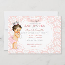 Princess Blush Pink & Silver Baby Girl Einladung