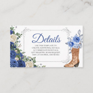 Princess Boot Silver Navy Quinceañera Detailkarte Begleitkarte