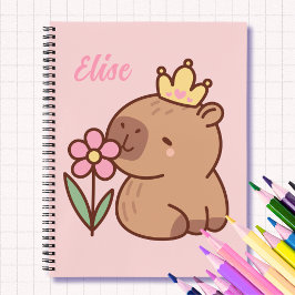 Princess capybara Cartoon pink girly personalized  Notizbuch